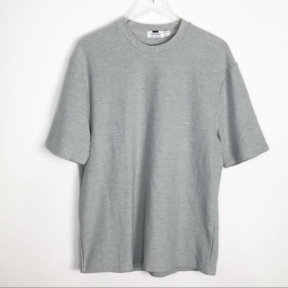 Topman Topshop Gray Textured Crewneck T-Shirt Small